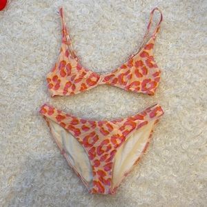 Triangl pink and orange cheetah bikini